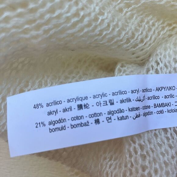 NET Zara cream long sleeved, asymmetrical hem, mesh, acrylic/cotton blend, Med - Picture 6 of 8